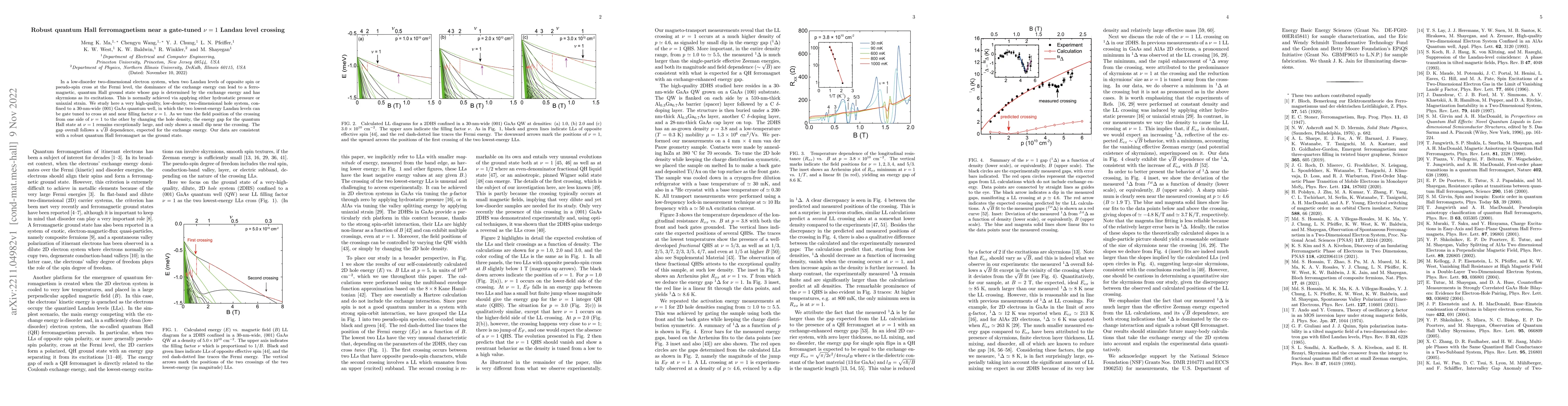 Thumbnail for Robust Quantum Hall Ferromagnetism near a Gate-Tuned {\nu} = 1 Landau
  Level Crossing