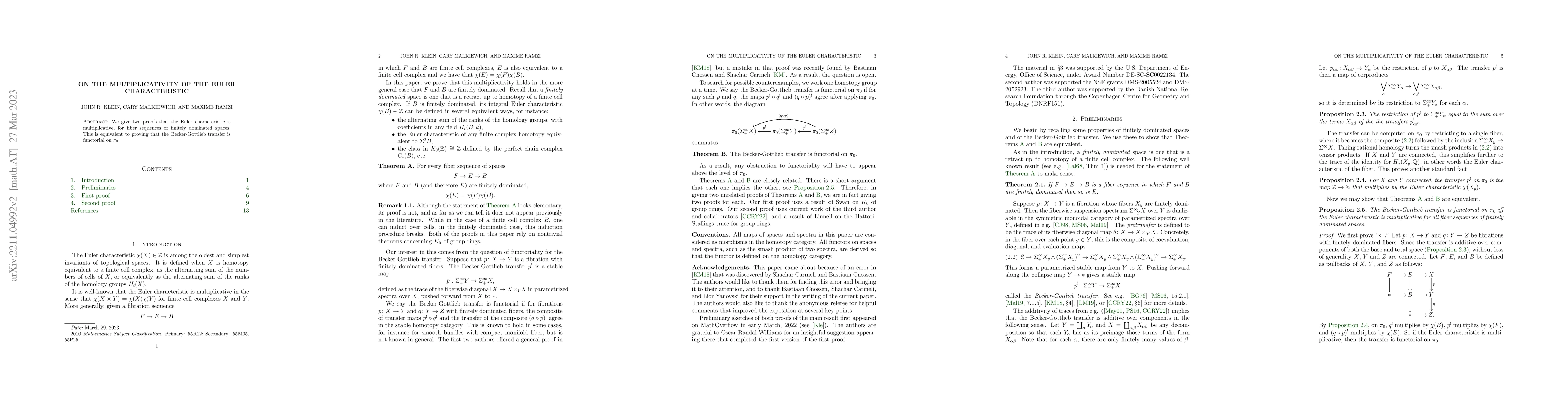 Thumbnail for On the multiplicativity of the Euler characteristic