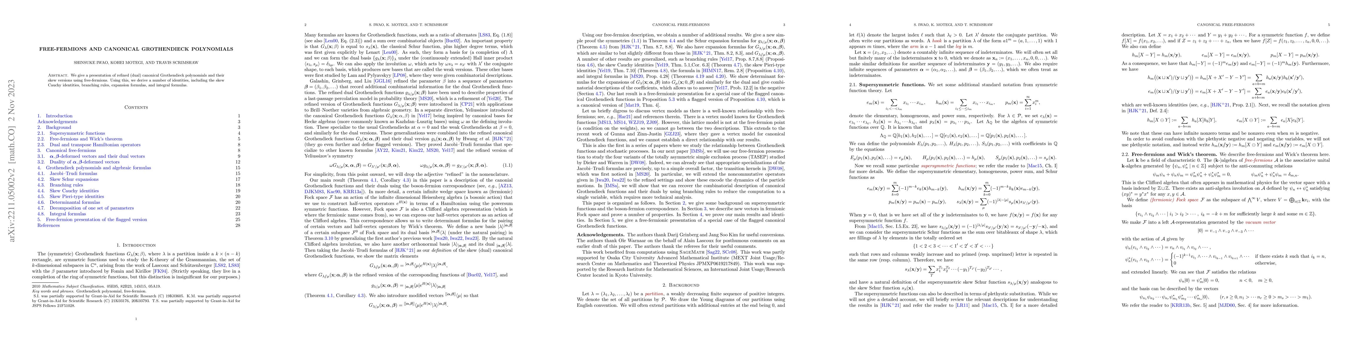 Thumbnail for Free-fermions and canonical Grothendieck polynomials