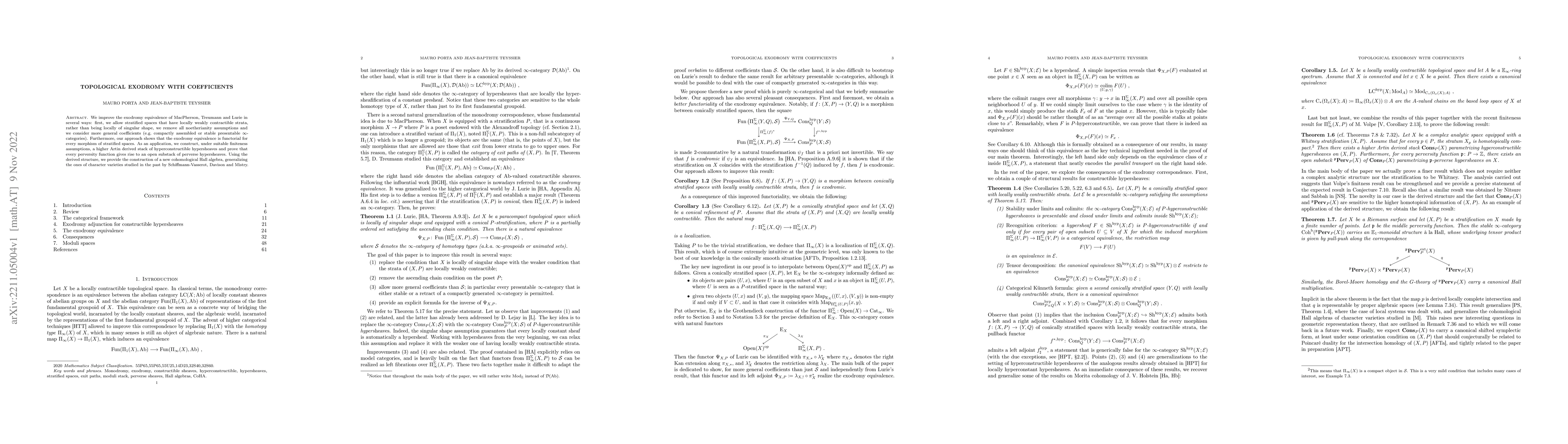 Thumbnail for Topological exodromy with coefficients