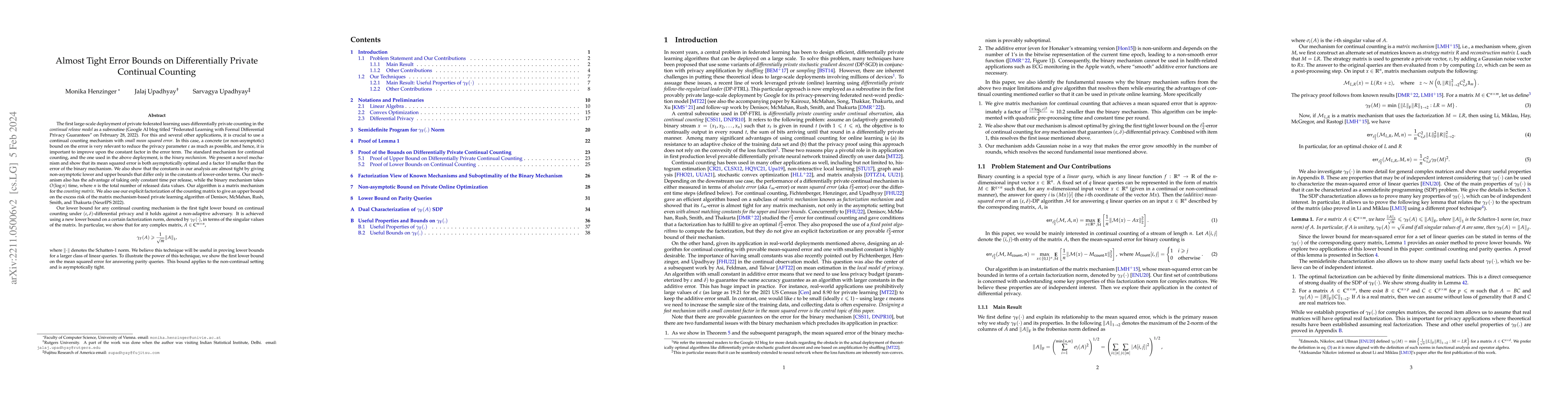Thumbnail for Almost Tight Error Bounds on Differentially Private Continual Counting