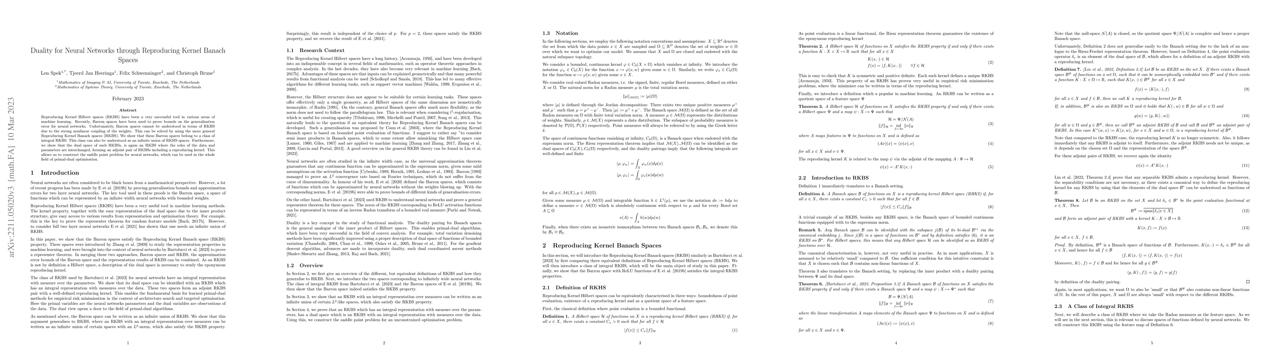 Thumbnail for Duality for Neural Networks through Reproducing Kernel Banach Spaces