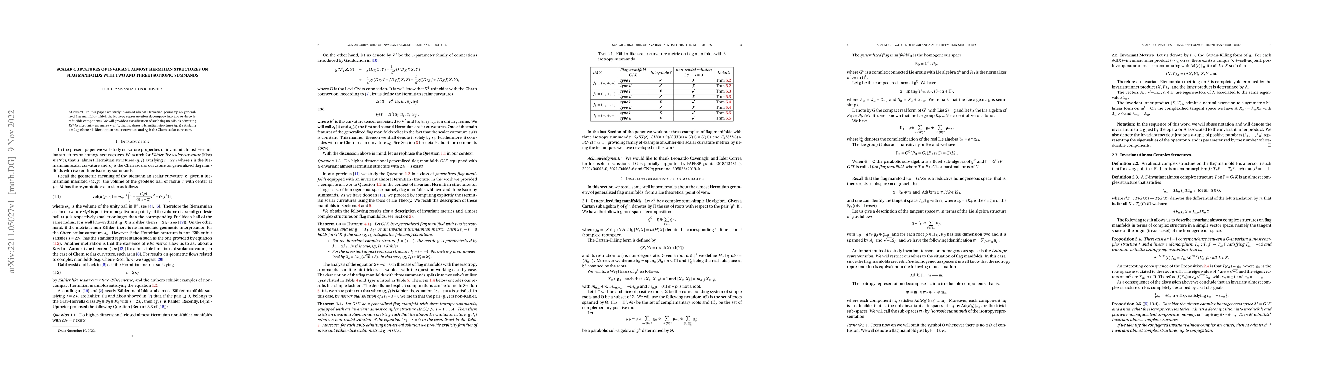 Thumbnail for Scalar curvatures of invariant almost Hermitian structures on flag
  manifolds with two and three isotropic summands