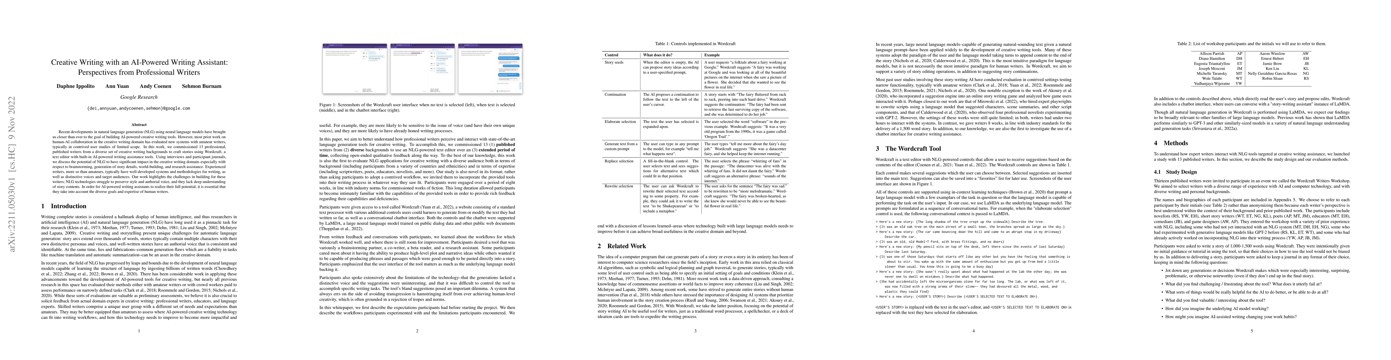 Thumbnail for Creative Writing with an AI-Powered Writing Assistant: Perspectives from
  Professional Writers