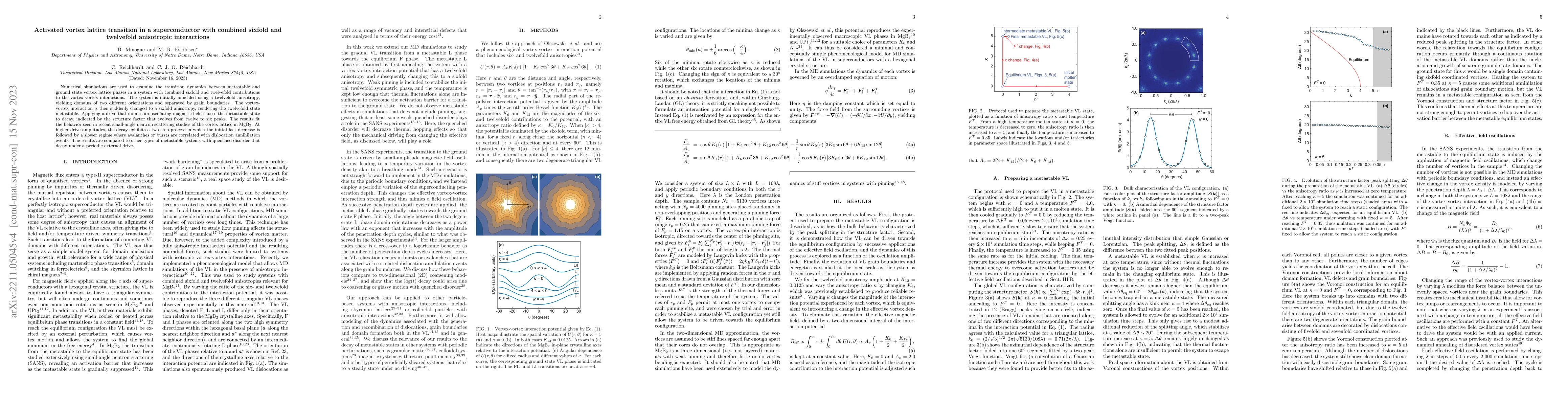 Thumbnail for Activated vortex lattice transition in a superconductor with combined
  sixfold and twelvefold anisotropic interactions