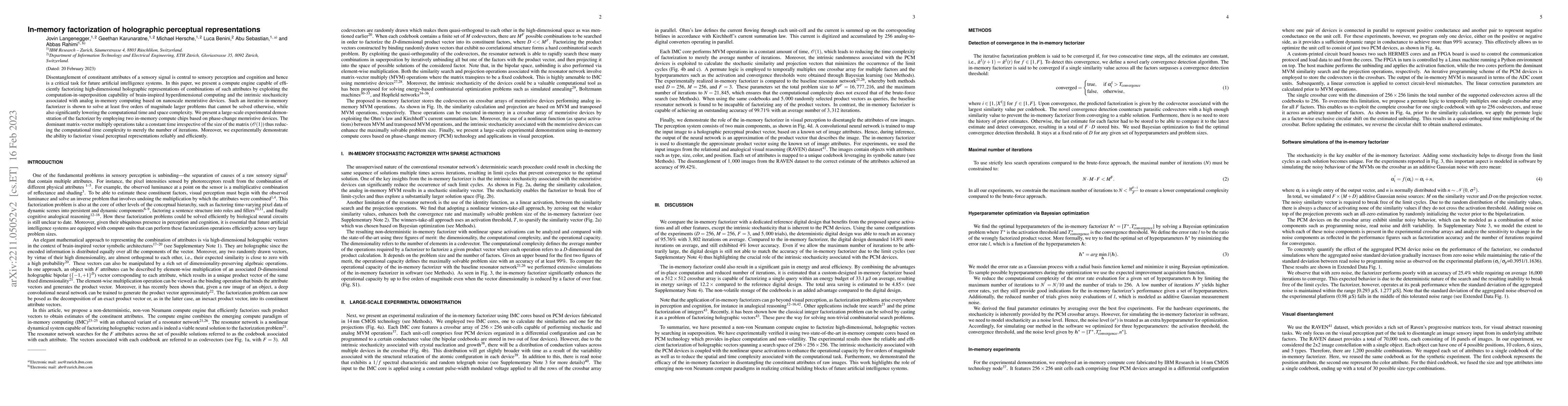 Thumbnail for In-memory factorization of holographic perceptual representations