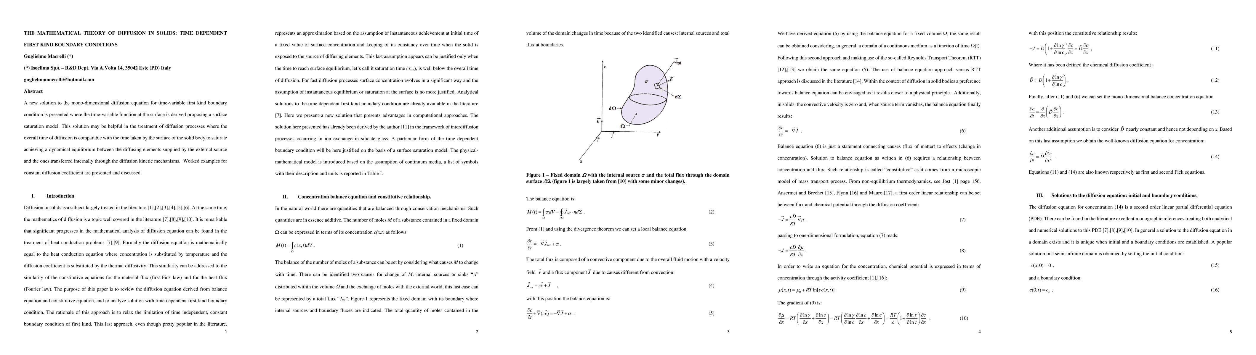 Thumbnail for The Mathematical Theory Of Diffusion In Solids: Time Dependent First
  Kind Boundary Conditions