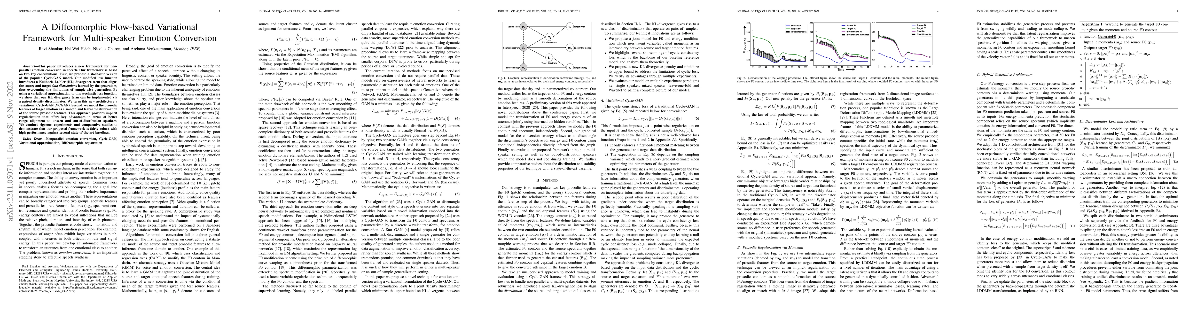 Thumbnail for A Diffeomorphic Flow-based Variational Framework for Multi-speaker
  Emotion Conversion