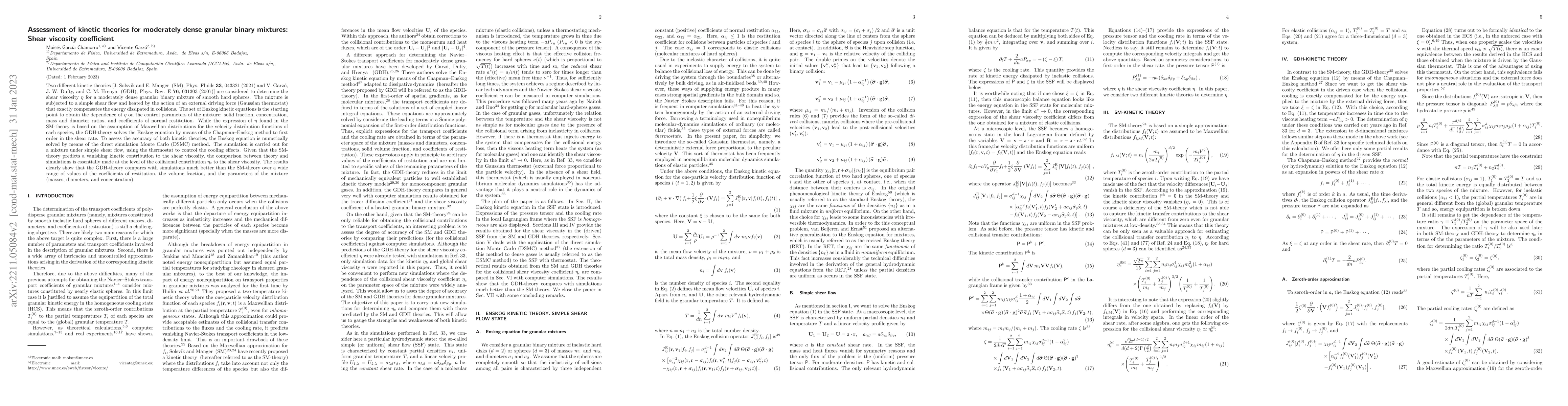 Thumbnail for Assessment of kinetic theories for moderately dense granular binary
  mixtures: Shear viscosity coefficient