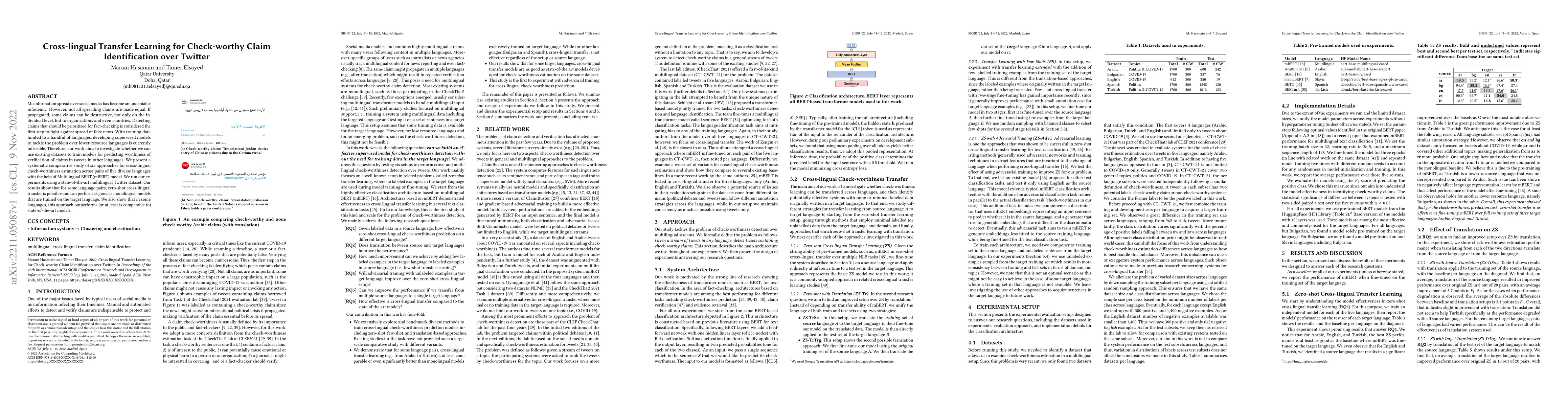 Thumbnail for Cross-lingual Transfer Learning for Check-worthy Claim Identification
  over Twitter