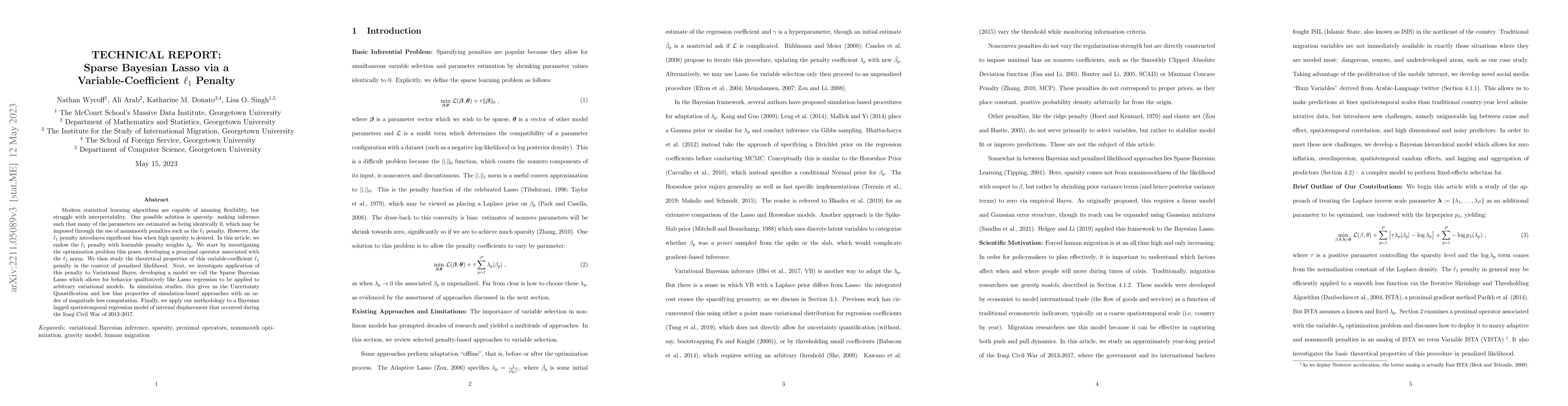 Thumbnail for Sparse Bayesian Lasso via a Variable-Coefficient $\ell_1$ Penalty