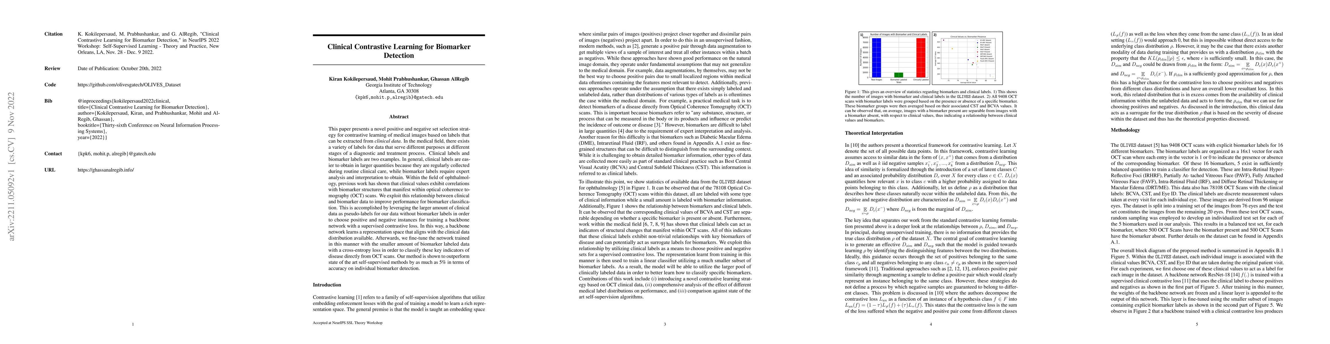Thumbnail for Clinical Contrastive Learning for Biomarker Detection