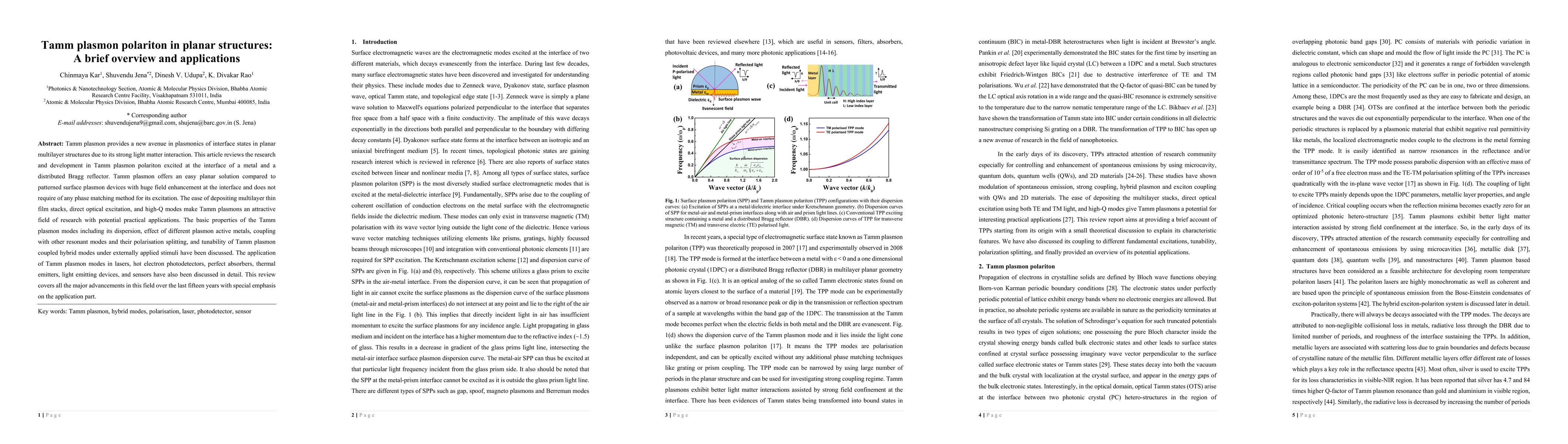 Thumbnail for Tamm plasmon polariton in planar structures: A brief overview and
  applications