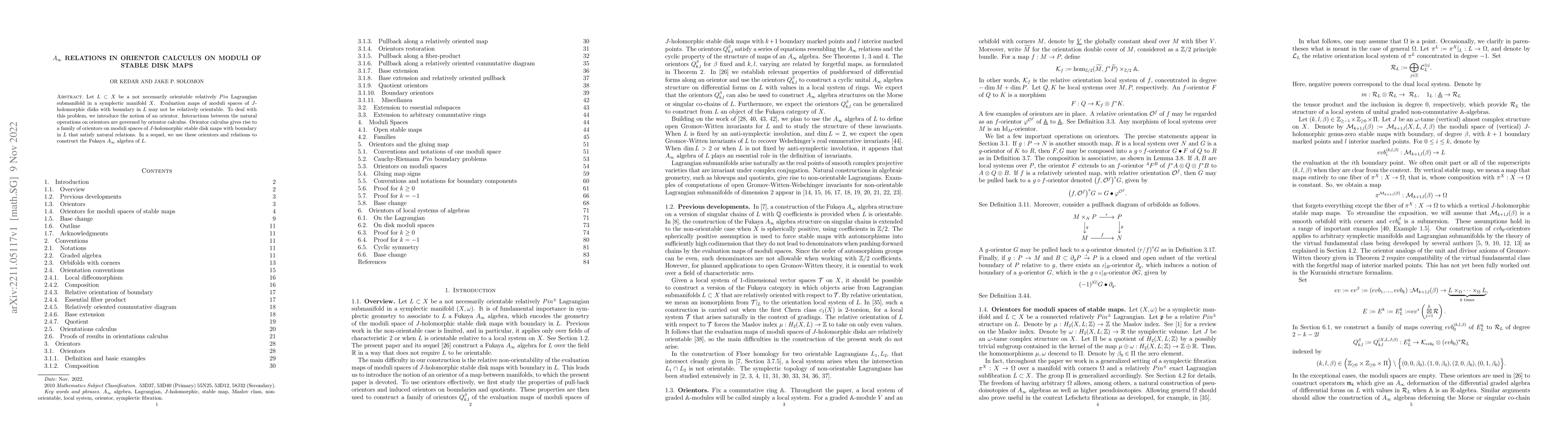 Thumbnail for $A_\infty$ relations in orientor calculus on moduli of stable disk maps