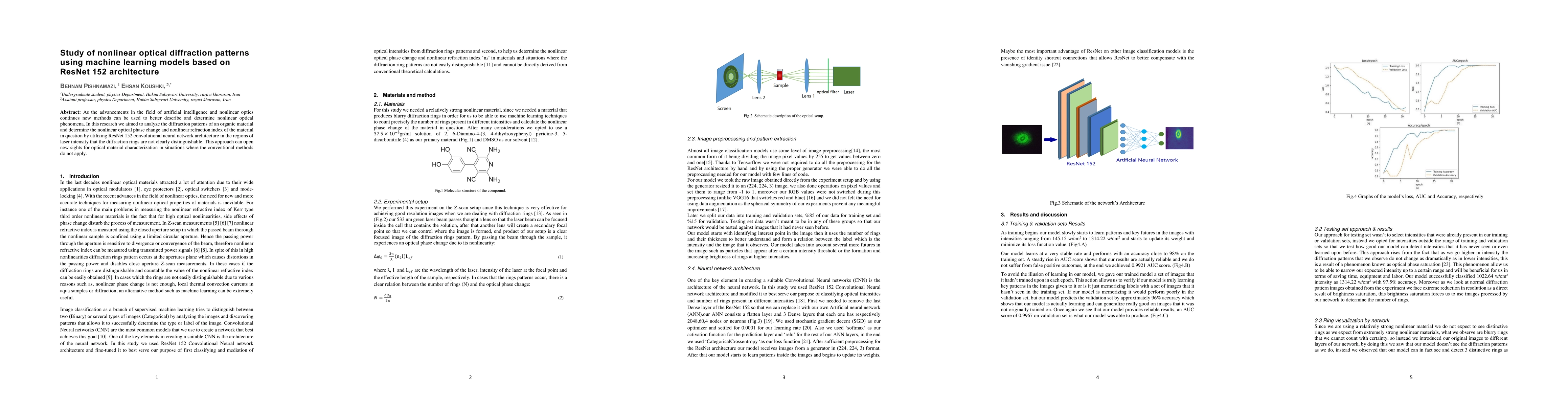 Thumbnail for Study of nonlinear optical diffraction patterns using machine learning
  models based on ResNet 152 architecture