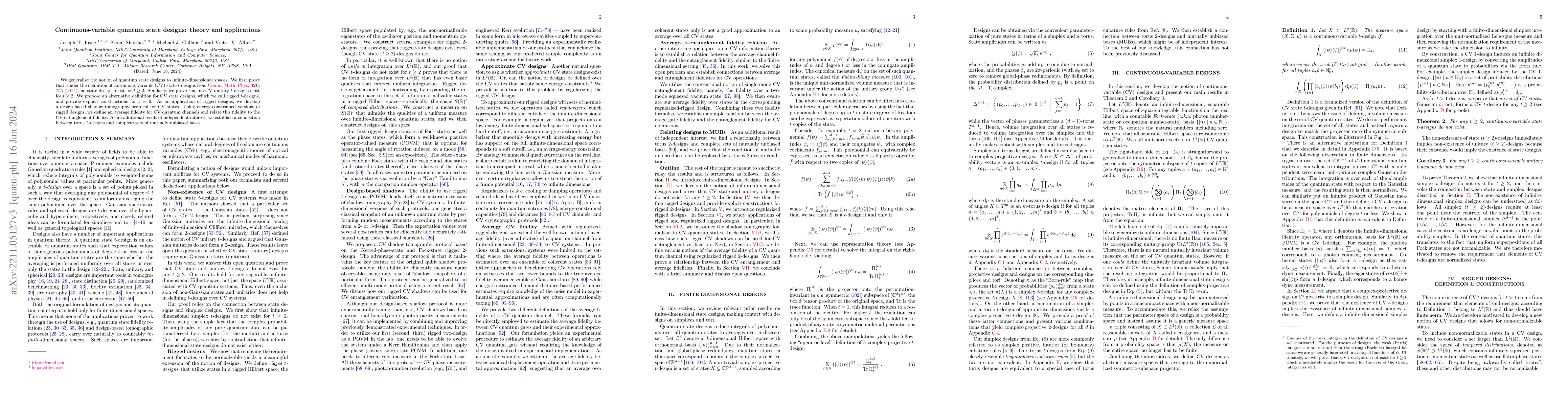 Thumbnail for Continuous-variable quantum state designs: theory and applications