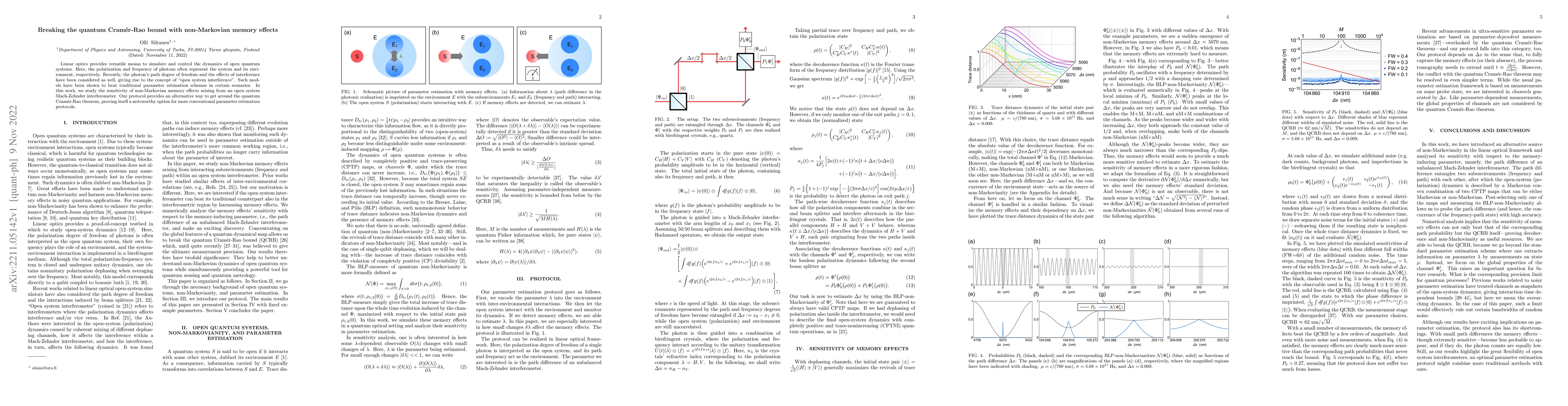 Thumbnail for Breaking the quantum Cram\'er-Rao bound with non-Markovian memory
  effects