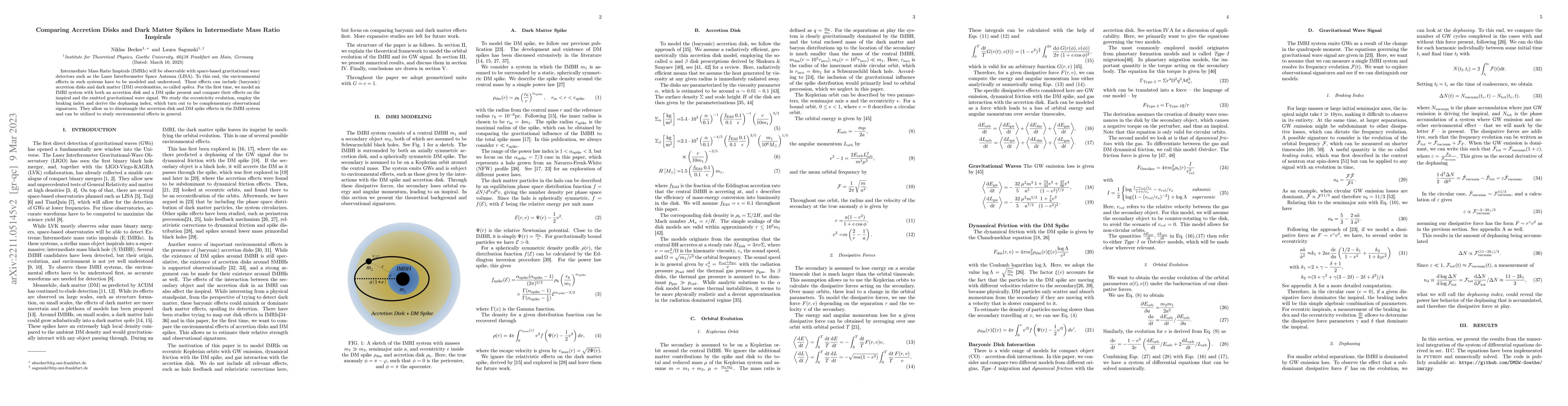 Thumbnail for Comparing Accretion Disks and Dark Matter Spikes in Intermediate Mass
  Ratio Inspirals
