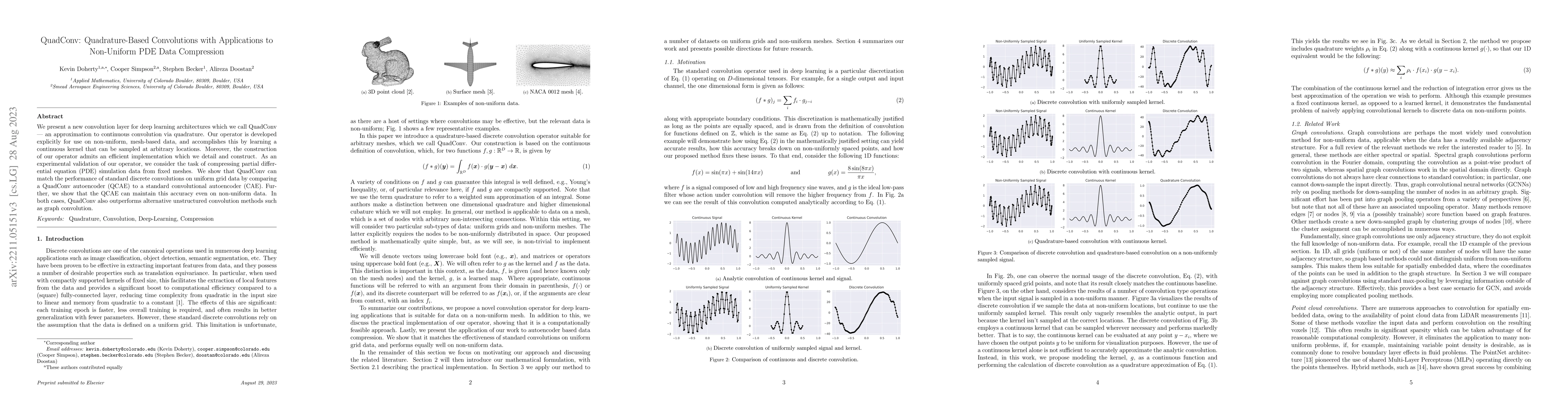 Thumbnail for QuadConv: Quadrature-Based Convolutions with Applications to Non-Uniform
  PDE Data Compression