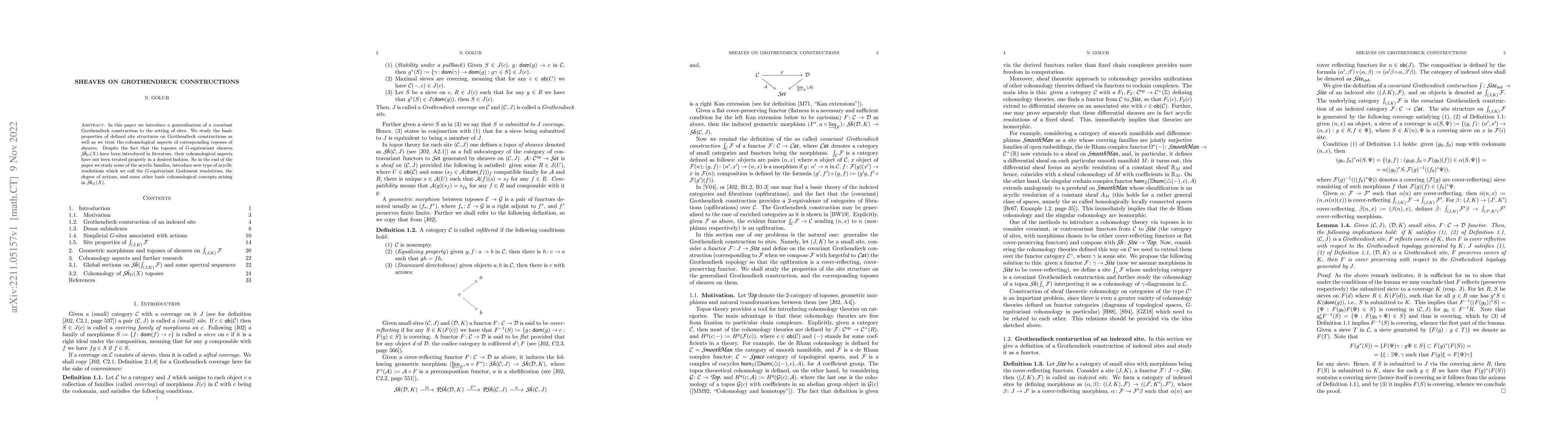 Thumbnail for Sheaves on Grothendieck constructions