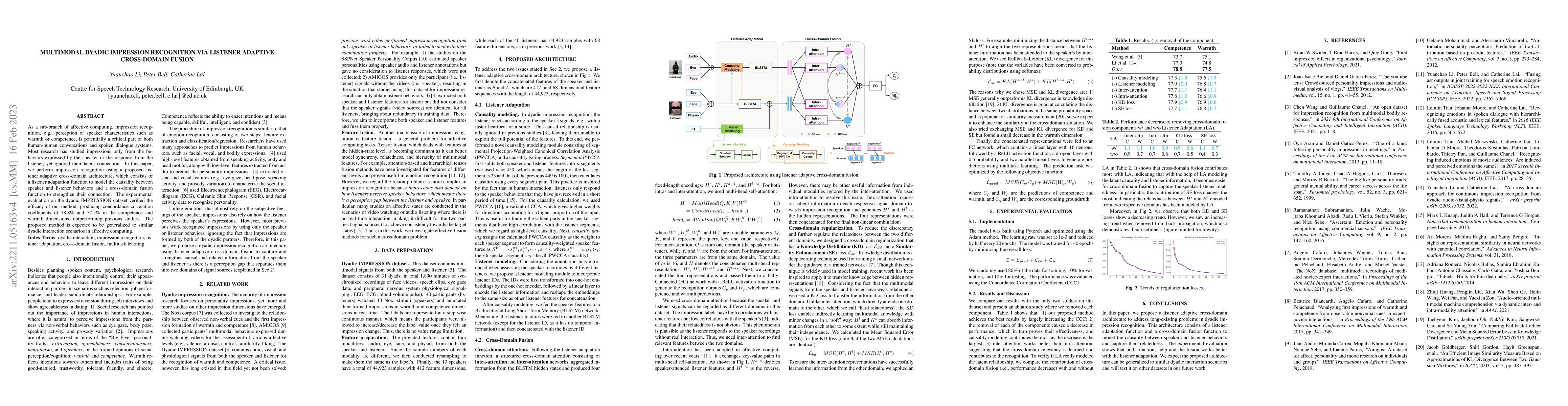 Thumbnail for Multimodal Dyadic Impression Recognition via Listener Adaptive
  Cross-Domain Fusion
