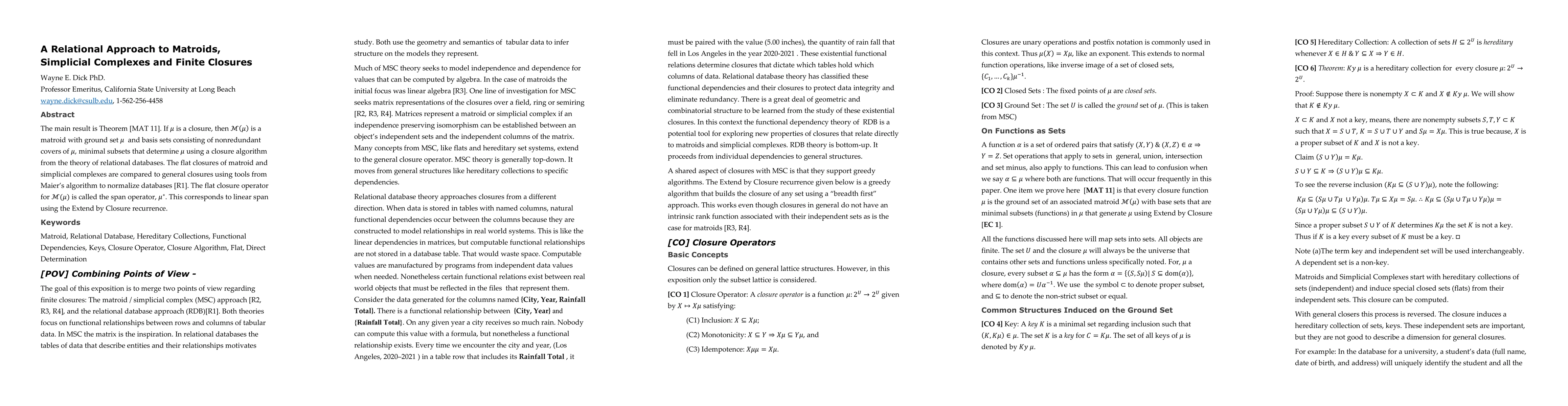 Thumbnail for A Relational Approach to Matroids, Simplicial Complexes and Finite
  Closures