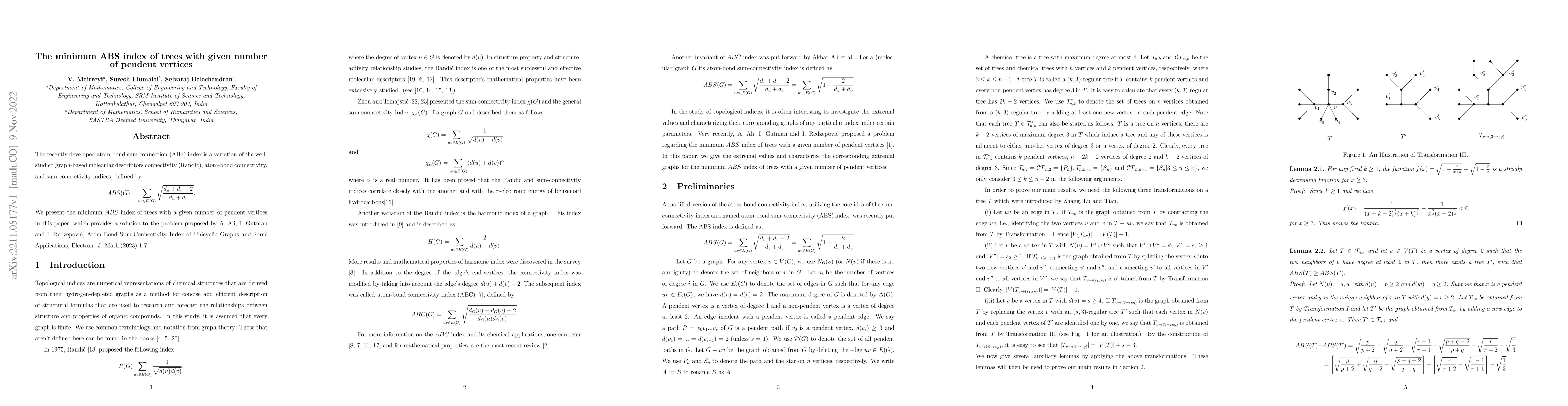 Thumbnail for The minimum ABS index of trees with given number of pendent vertices