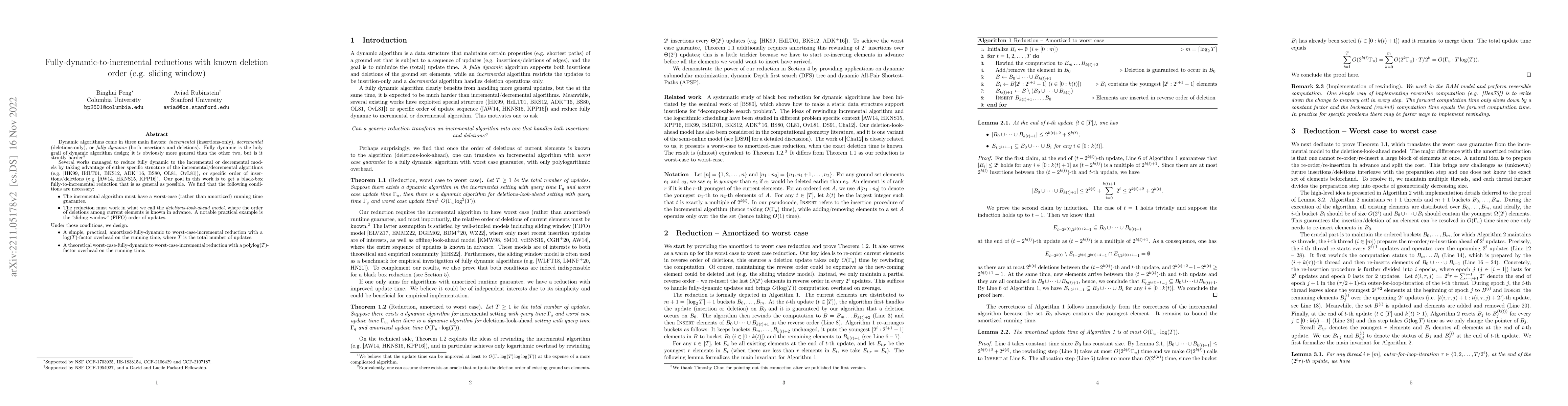 Thumbnail for Fully-dynamic-to-incremental reductions with known deletion order (e.g.
  sliding window)