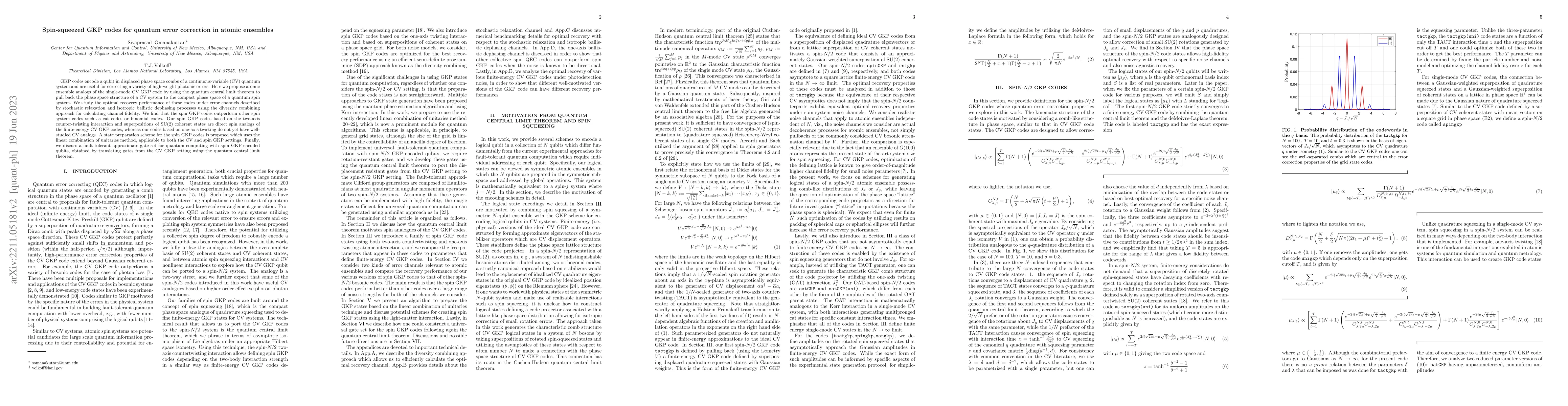 Thumbnail for Spin squeezed GKP codes for quantum error correction in atomic ensembles