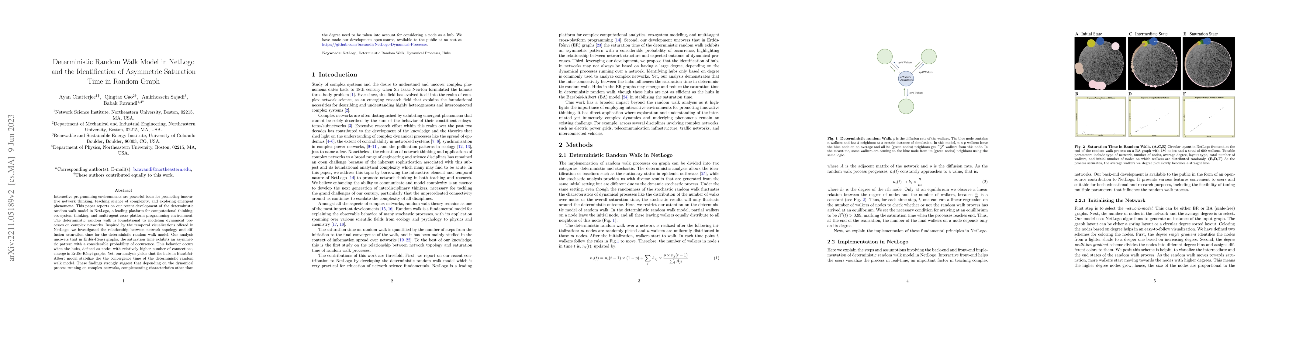 Thumbnail for Deterministic Random Walk Model in NetLogo and the Identification of
  Asymmetric Saturation Time in Random Graph