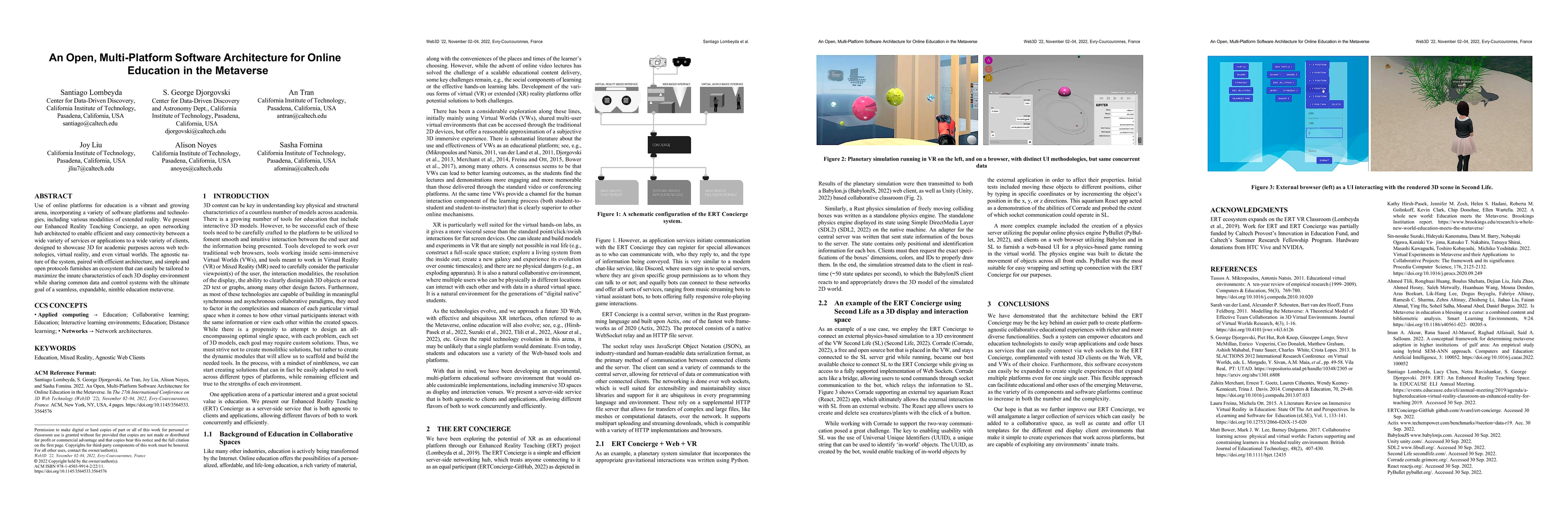 Thumbnail for An Open, Multi-Platform Software Architecture for Online Education in
  the Metaverse