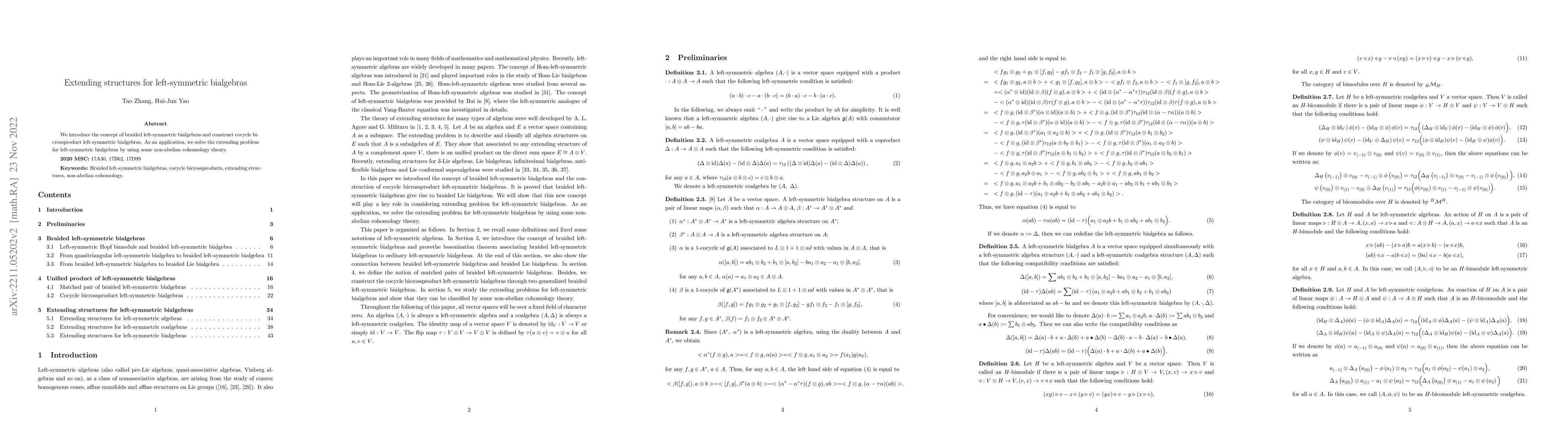 Thumbnail for Extending structures for left-symmetric bialgebras