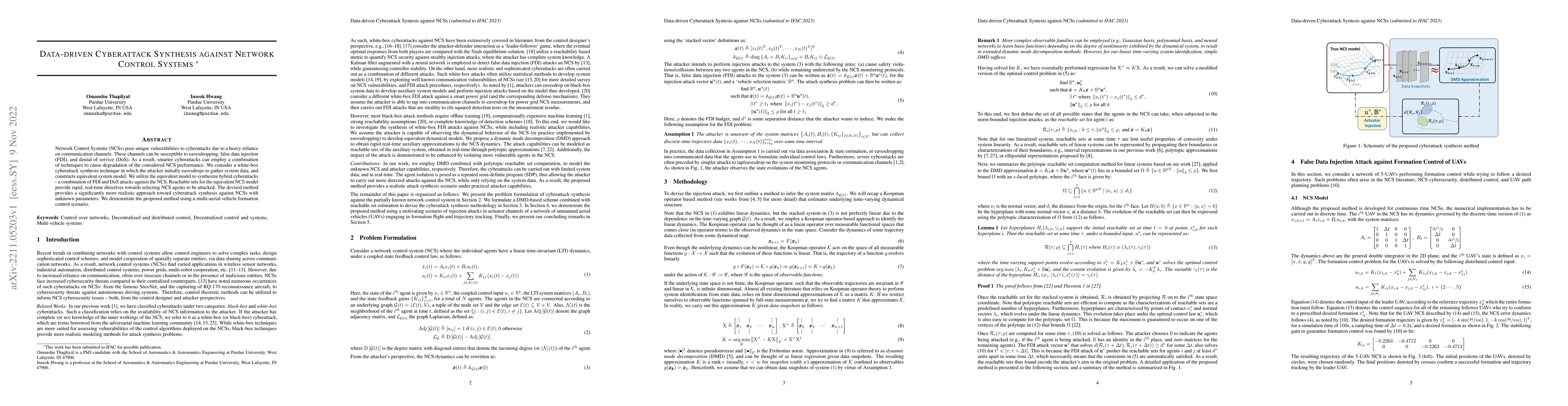Thumbnail for Data-driven Cyberattack Synthesis against Network Control Systems