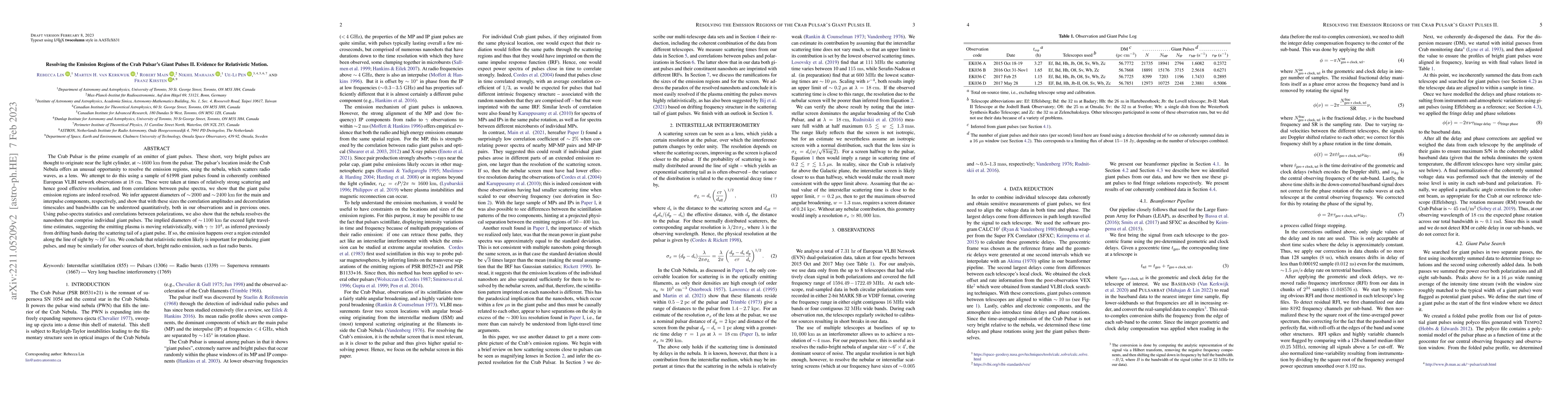 Thumbnail for Resolving the Emission Regions of the Crab Pulsar's Giant Pulses II.
  Evidence for Relativistic Motion