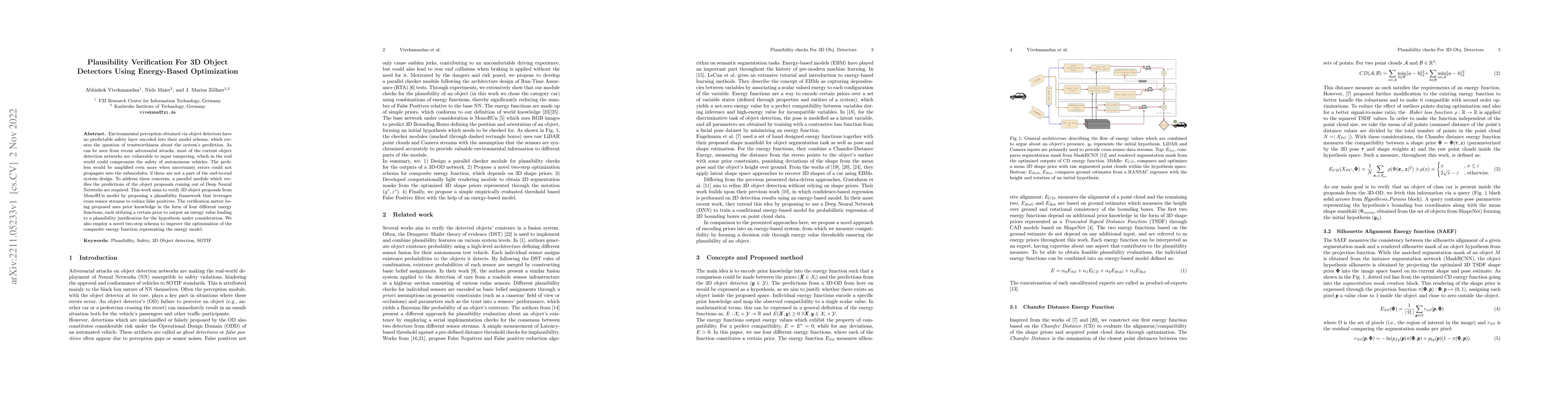 Thumbnail for Plausibility Verification For 3D Object Detectors Using Energy-Based
  Optimization