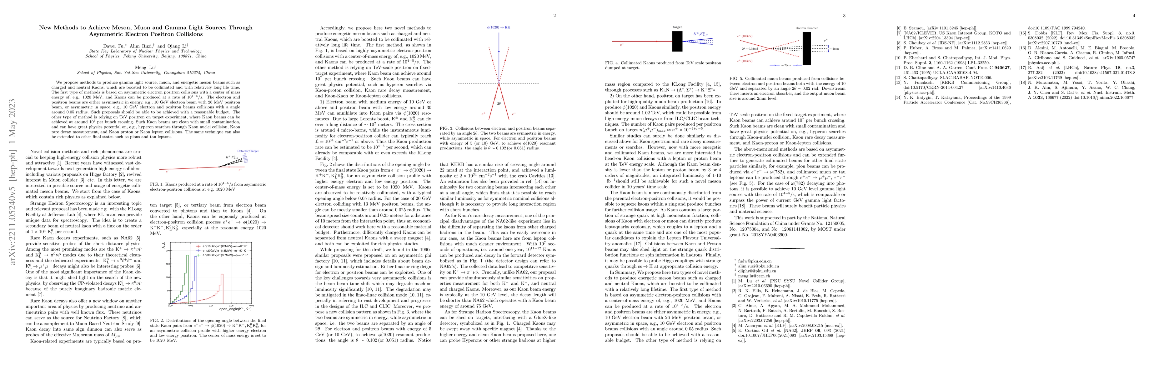 Thumbnail for New methods to achieve meson, muon and gamma light sources through
  asymmetric electron positron collisions