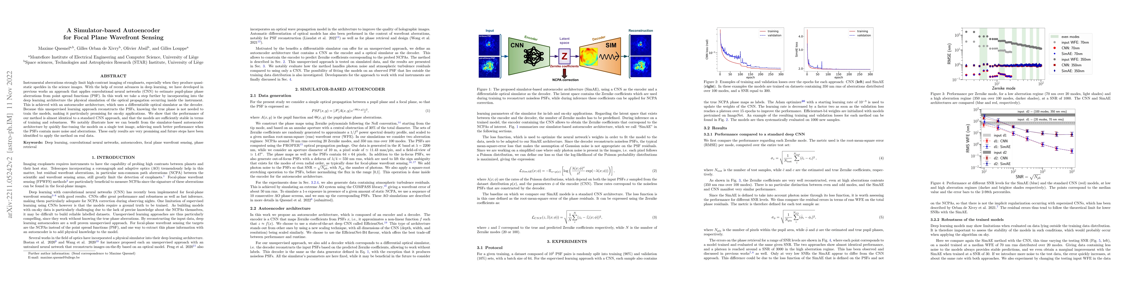 Thumbnail for A simulator-based autoencoder for focal plane wavefront sensing