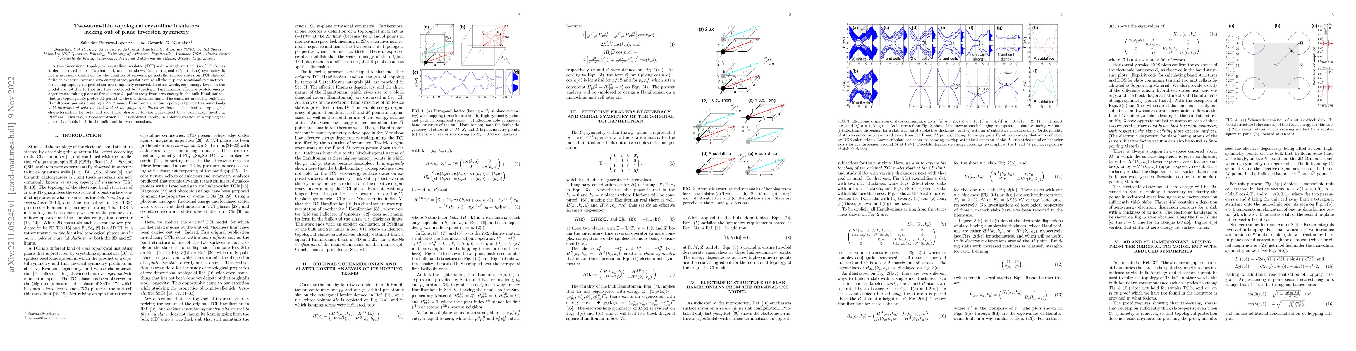 Thumbnail for Two-atom-thin topological crystalline insulators lacking out of plane
  inversion symmetry