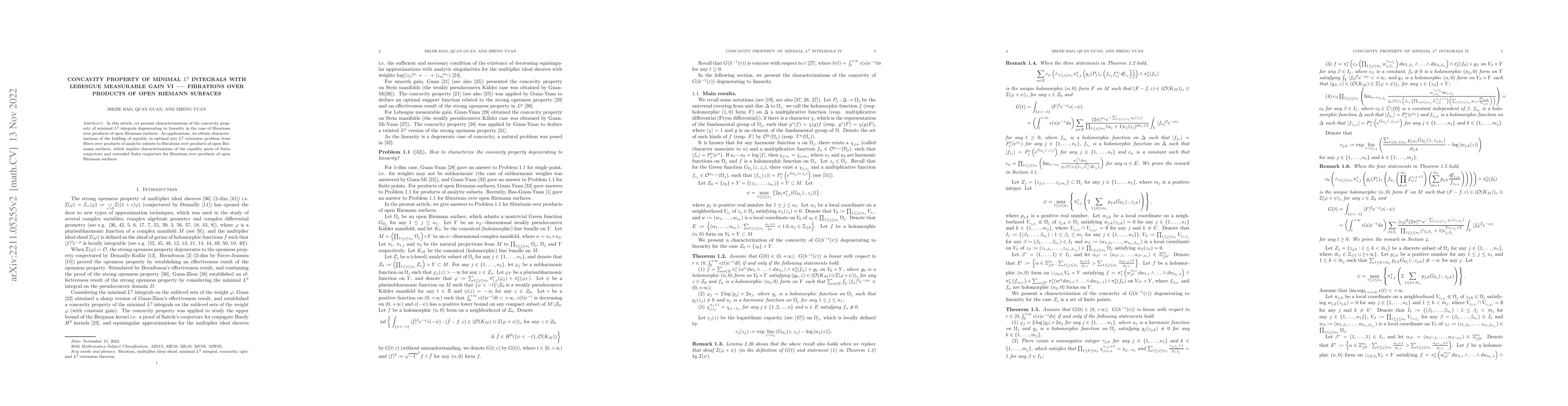 Thumbnail for Concavity property of minimal $L^2$ integrals with Lebesgue measurable
  gain VI: fibrations over products of open Riemann surfaces