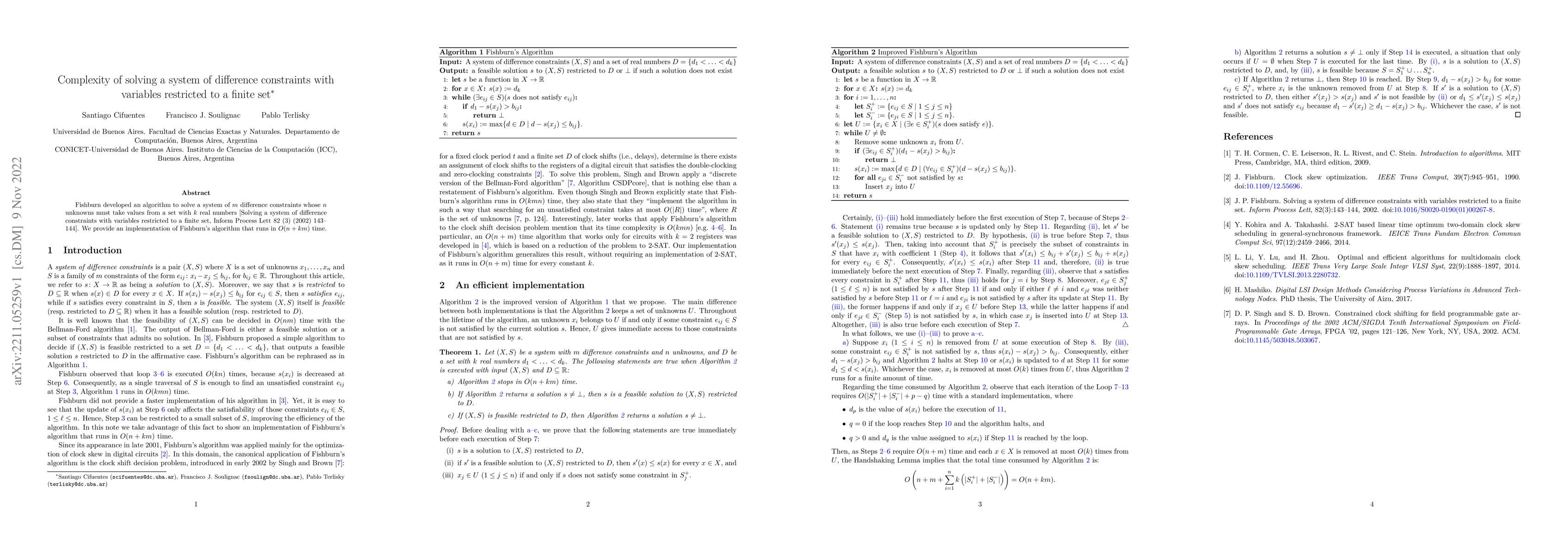 Thumbnail for Complexity of solving a system of difference constraints with variables
  restricted to a finite set