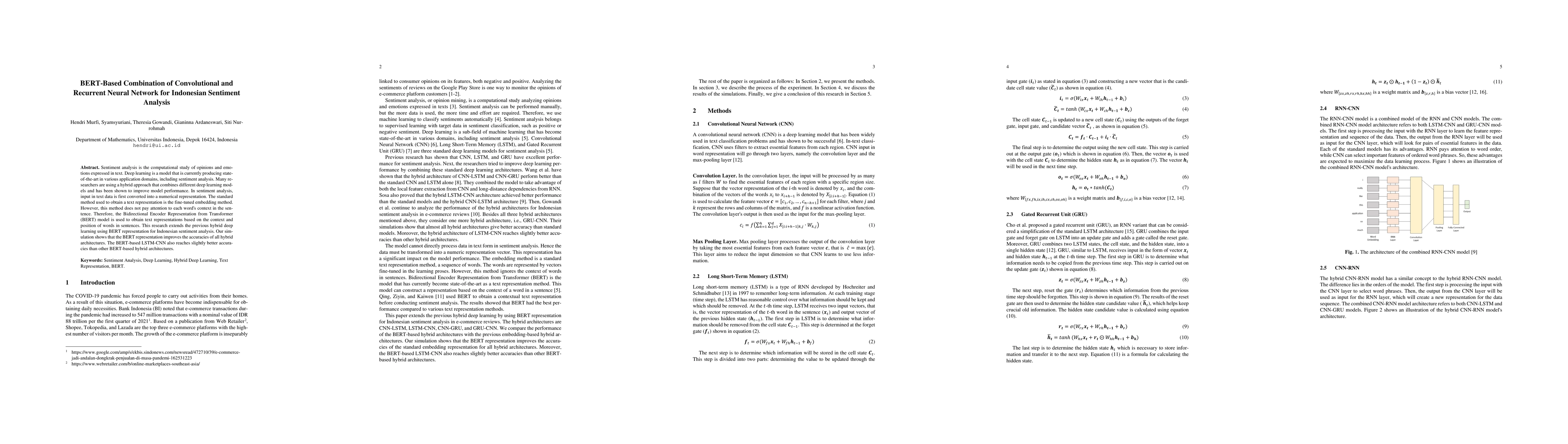 Thumbnail for BERT-Based Combination of Convolutional and Recurrent Neural Network for
  Indonesian Sentiment Analysis