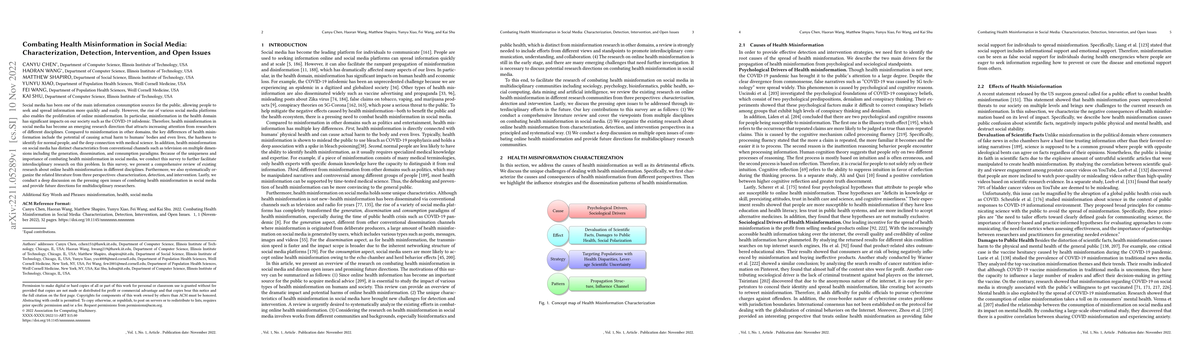 Thumbnail for Combating Health Misinformation in Social Media: Characterization,
  Detection, Intervention, and Open Issues