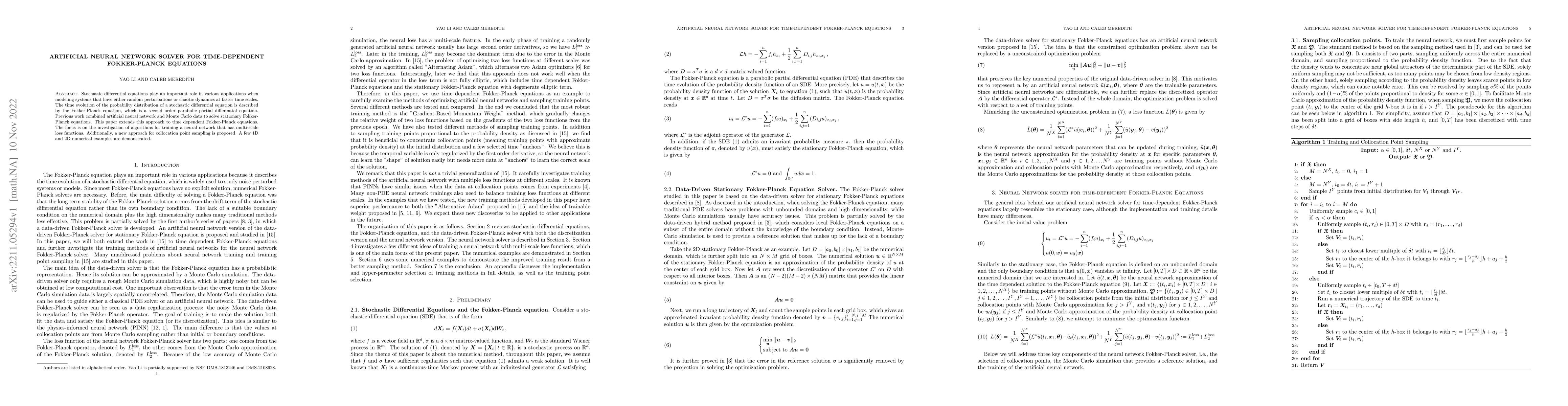 Thumbnail for Artificial Neural Network Solver for Time-Dependent Fokker-Planck
  Equations