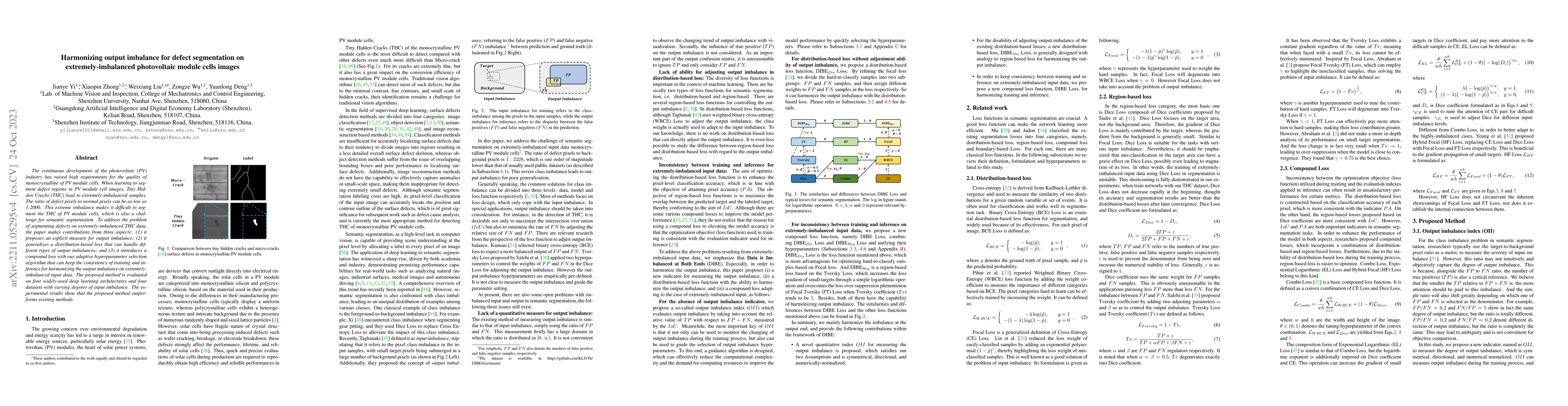Thumbnail for Harmonizing output imbalance for defect segmentation on
  extremely-imbalanced photovoltaic module cells images