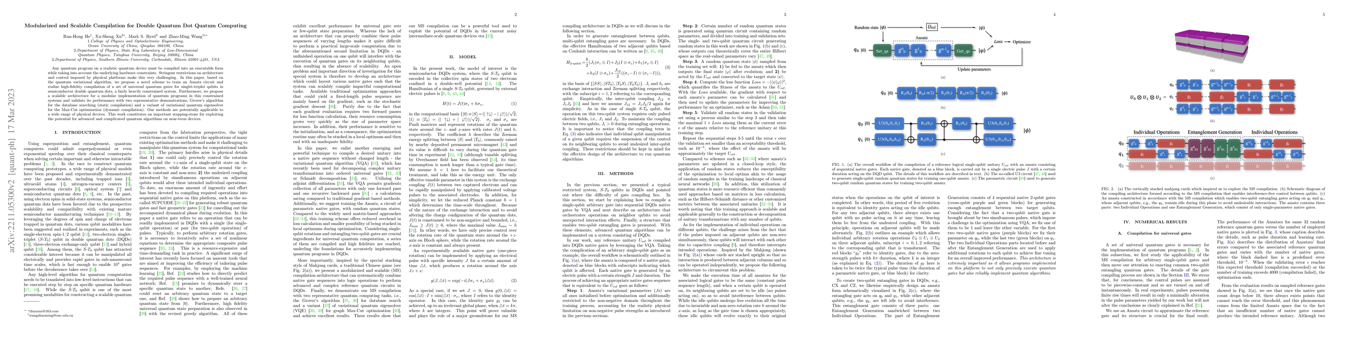 Thumbnail for Modularized and Scalable Compilation for Double Quantum Dot Quatum
  Computing