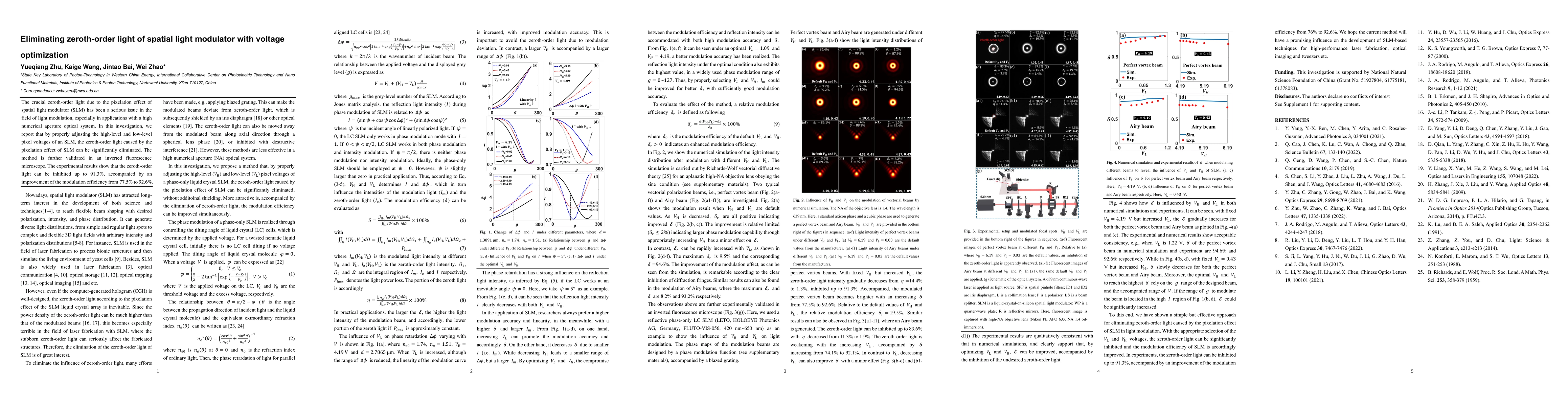 Thumbnail for Eliminating zeroth-order light of spatial light modulator with voltage
  optimization