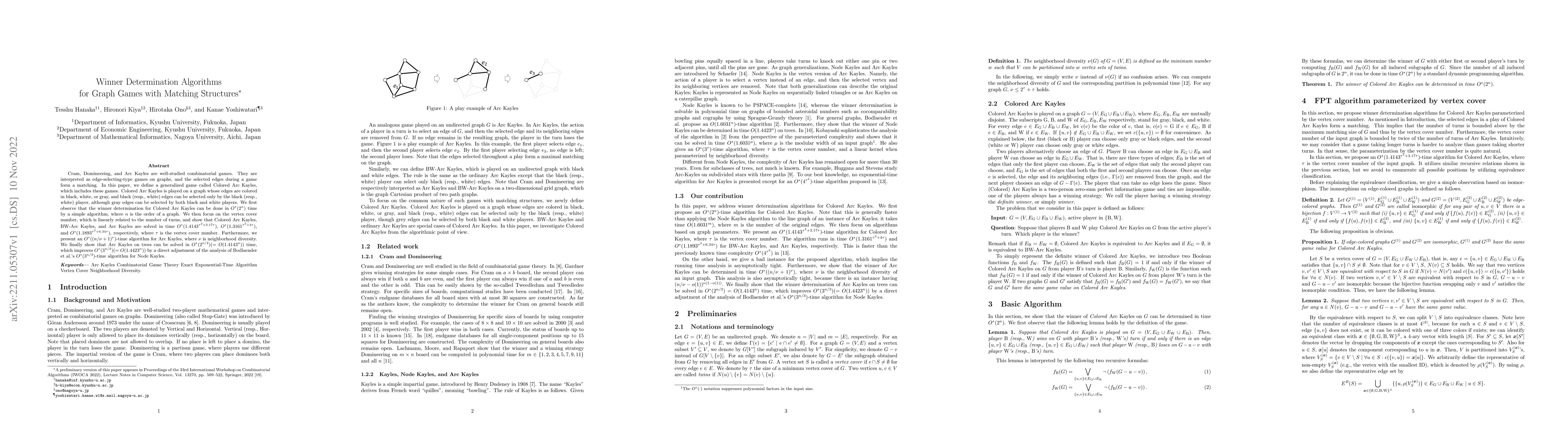 Thumbnail for Winner Determination Algorithms for Graph Games with Matching Structures