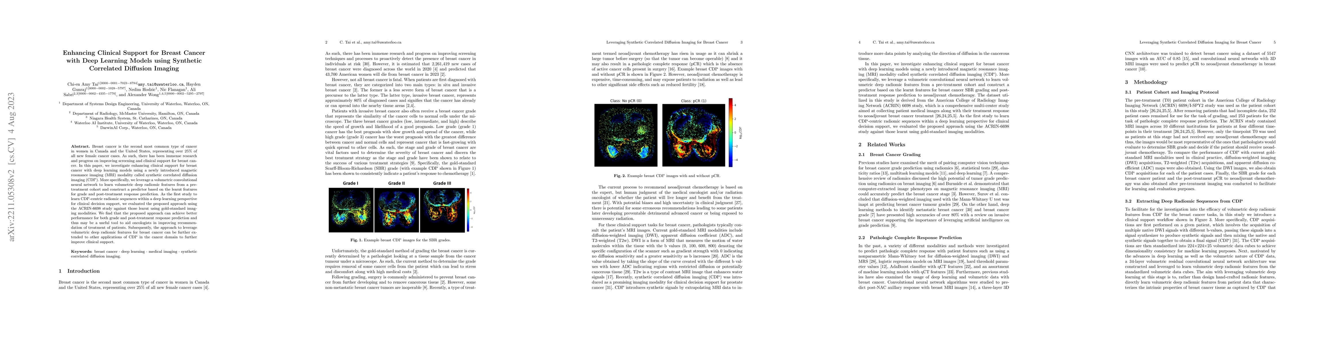 Thumbnail for Enhancing Clinical Support for Breast Cancer with Deep Learning Models
  using Synthetic Correlated Diffusion Imaging