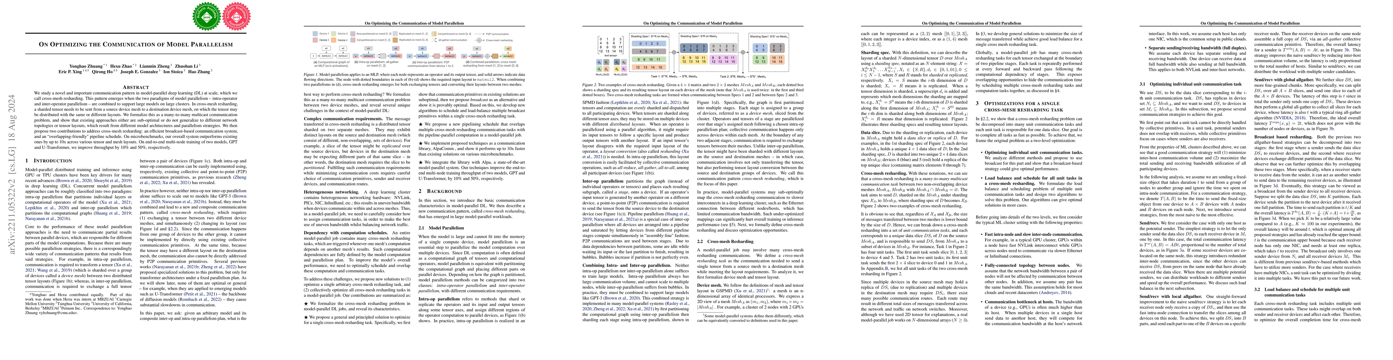 Thumbnail for On Optimizing the Communication of Model Parallelism