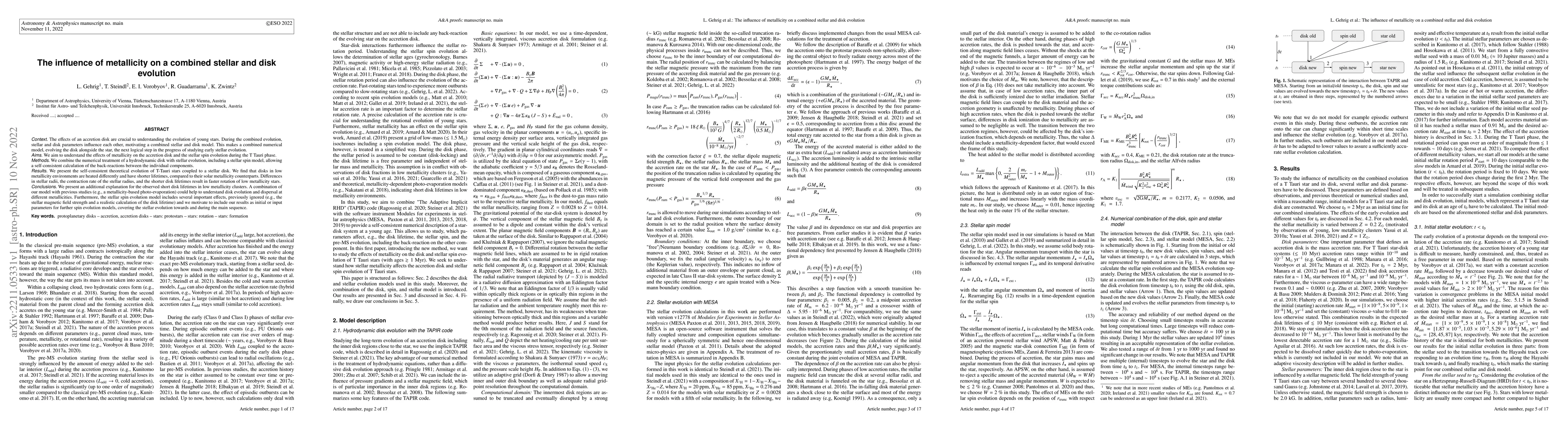 Thumbnail for The influence of metallicity on a combined stellar and disk evolution